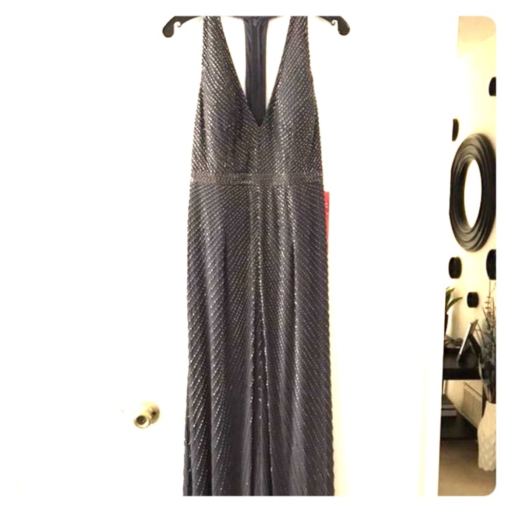 Pewter full sequins formal gown